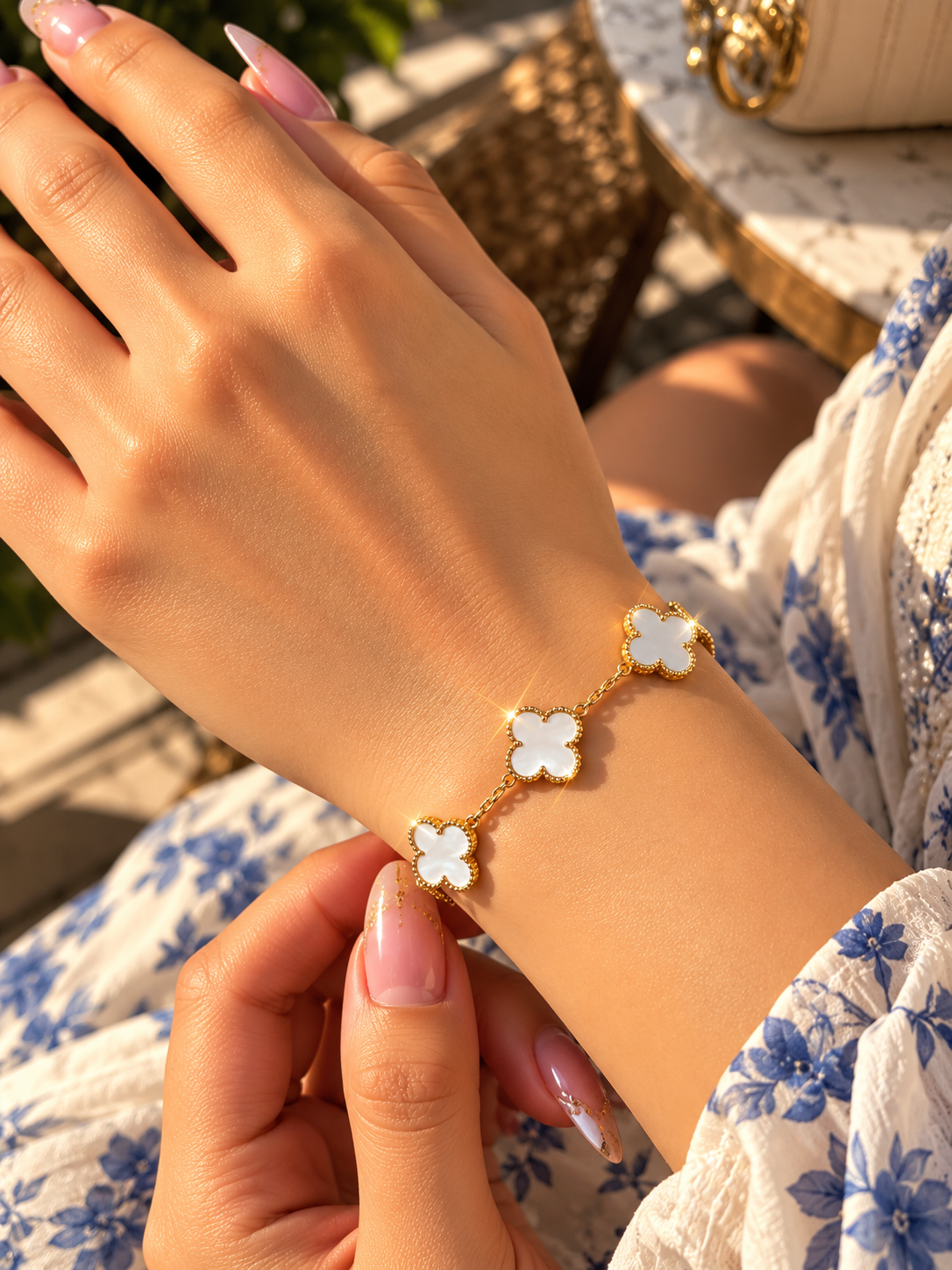 White Clover (White floral enamel design)
