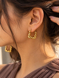 Golden Sculptural Hoop Earrings 0001