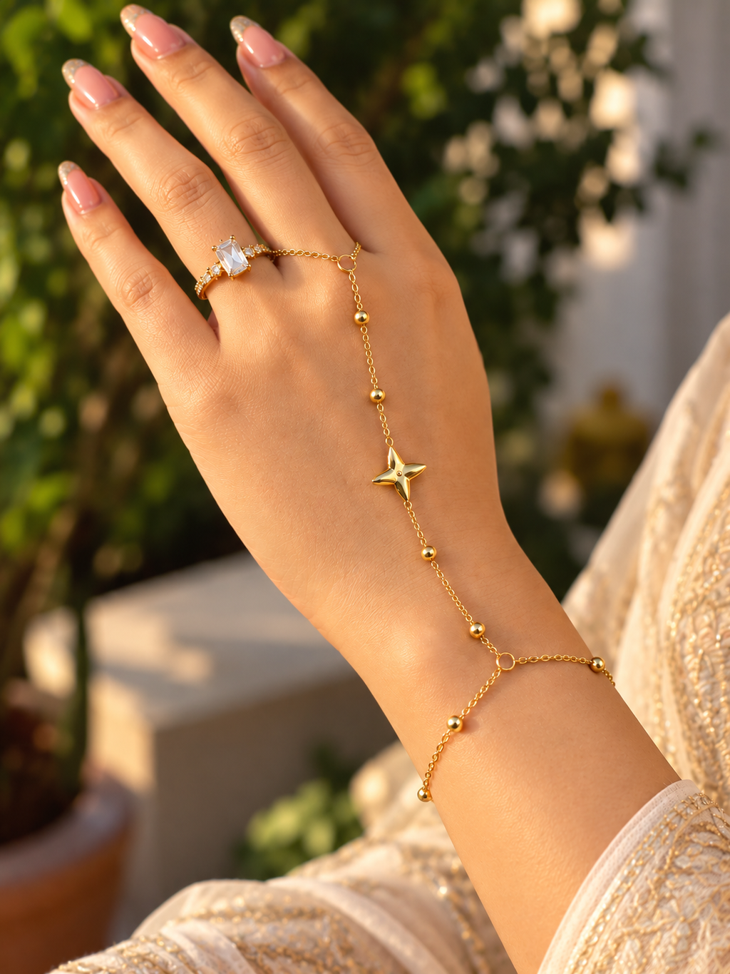 Gold-Tone Star Charm Chain