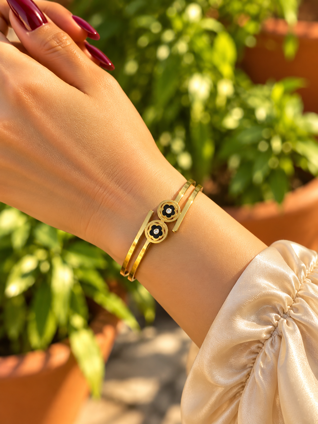 Gold Floral kada Bracelet