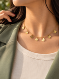 Gold Floral Pendant Necklace 0014