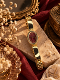 Gold Vintage Watch on Burgundy Vanity 0005
