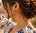 Golden Floral Hoop Earrings